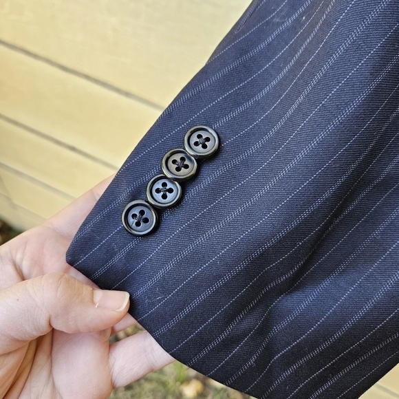 Oxxford Super 120s charcoal pinstripe sport coat Gibbons 2 button notch 44R - Picture 3 of 7